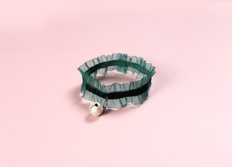 Velvet Lace Pet Collar with Bell
