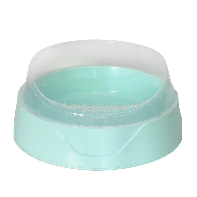 Semi-Enclosed Round Cat Litter Box with Scoop