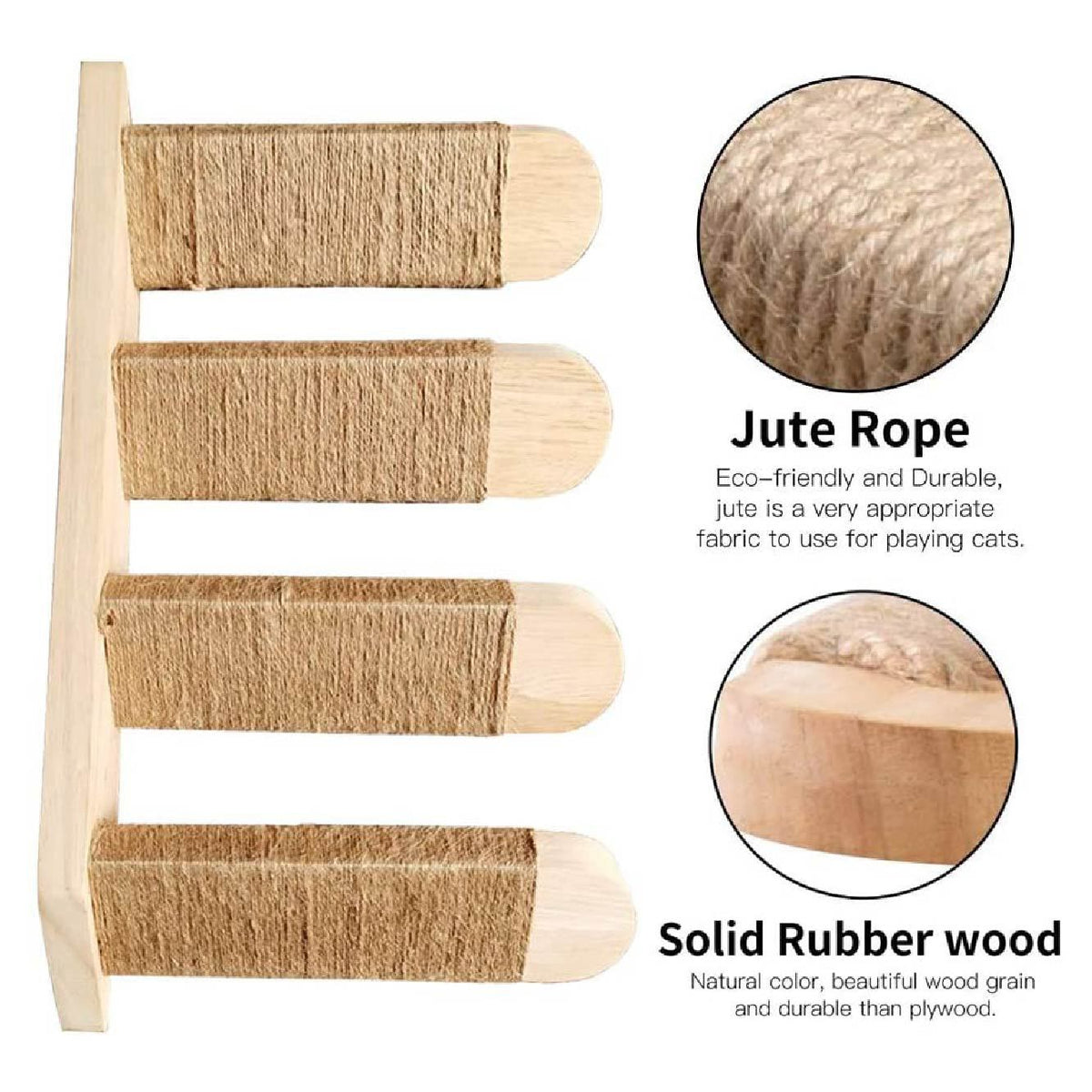 Wall-Mounted Wooden Cat Climbing Steps