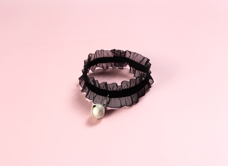 Velvet Lace Pet Collar with Bell