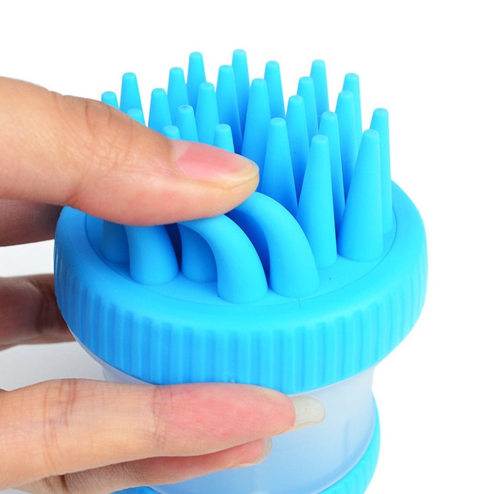 Silicone Dog Bath & Massage Brush with Paw Scrubber
