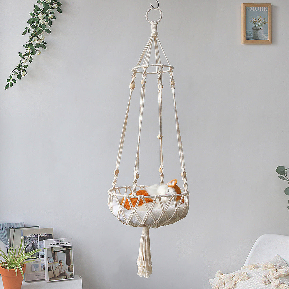 Macrame Hanging Cat Hammock