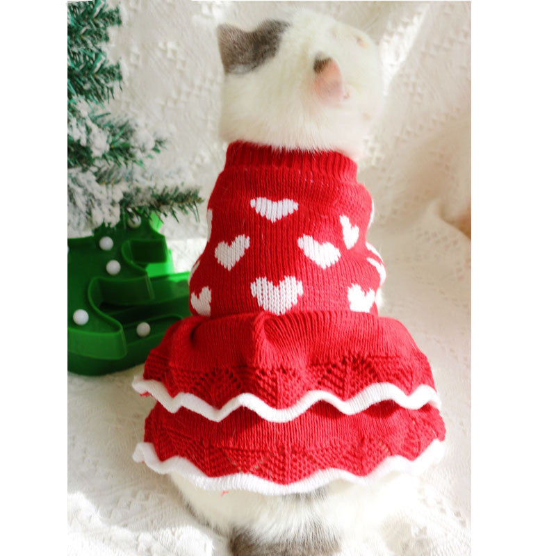 Festive Princess Sweater Dress for Dogs