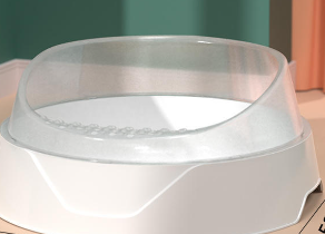 Semi-Enclosed Round Cat Litter Box with Scoop