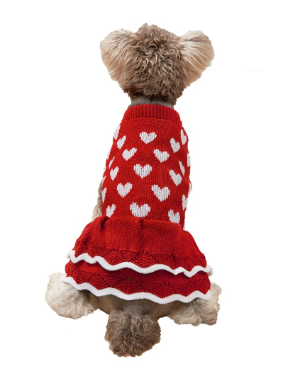 Festive Princess Sweater Dress for Dogs
