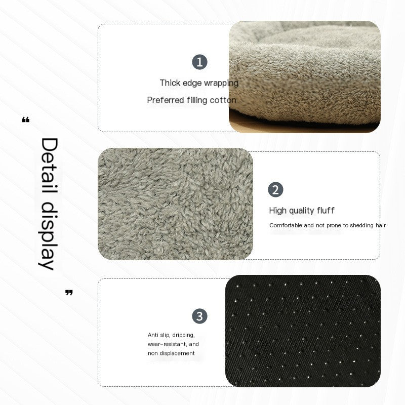 Cozy Round Plush Bed for Cats & Small Dogs