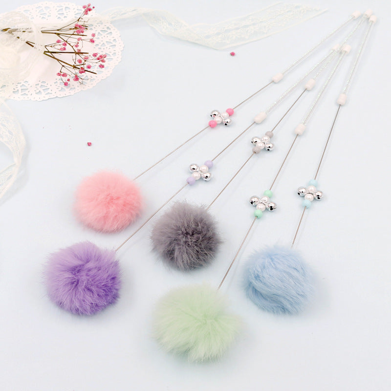 Pom-Pom Cat Teaser Wand with Bell