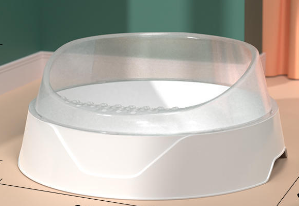 Semi-Enclosed Round Cat Litter Box with Scoop