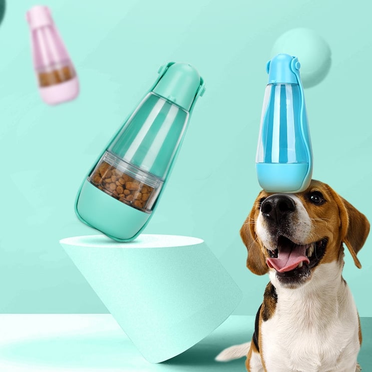 Portable Pet Water Bottle with Food Compartment