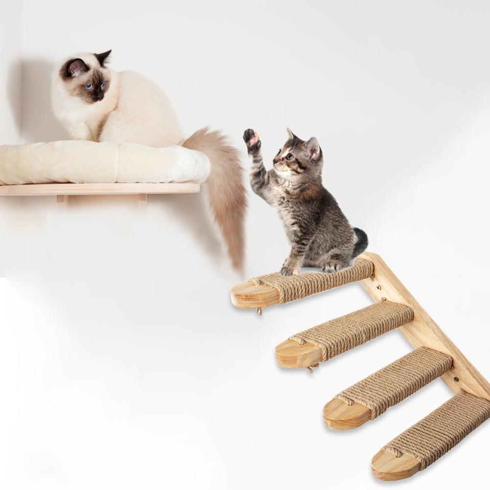 Wall-Mounted Wooden Cat Climbing Steps