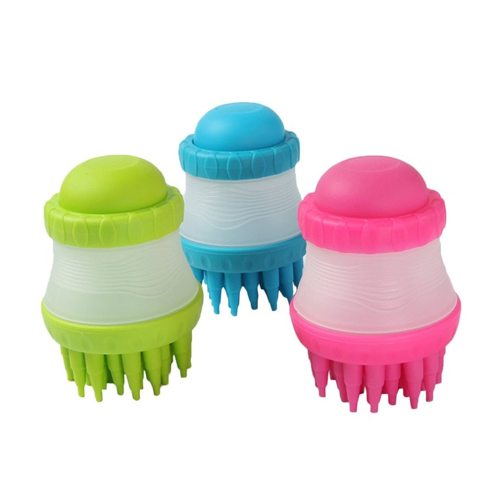 Silicone Dog Bath & Massage Brush with Paw Scrubber