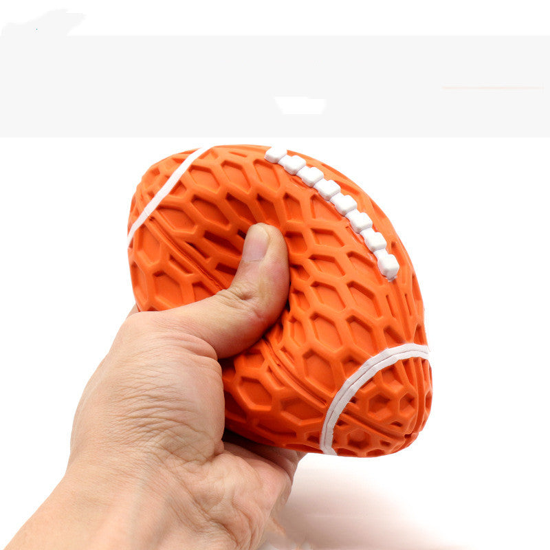 Squeaky Rubber Rugby Ball Dog Toy