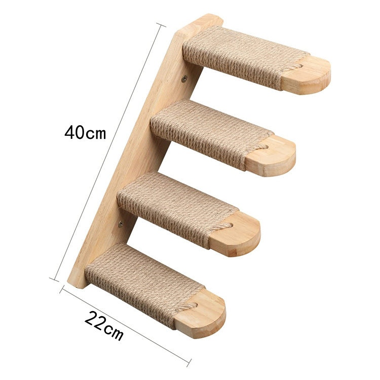 Wall-Mounted Wooden Cat Climbing Steps