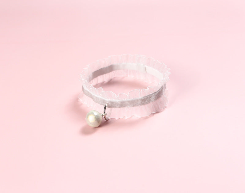 Velvet Lace Pet Collar with Bell